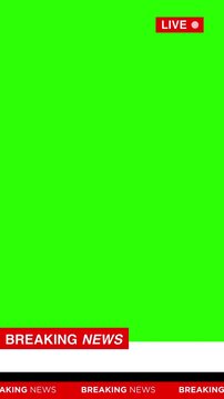 vertical breaking news lower third with green screen background	