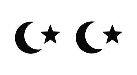 Two crescent moons and stars create a minimalist design silhouette
