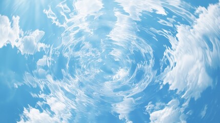 Obraz premium A swirling pattern of clouds in a vibrant blue sky.