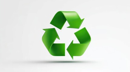 Obraz premium Elegant photo of 3D rendering of a green recycling symbol isolated on white background .