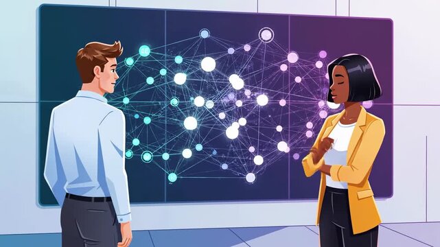 Professional Discussion on Digital Ethics with Vector Illustration