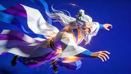 Obraz premium White-Haired Immortal Flying with the Wind