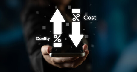 Naklejka premium Digital transformation cuts costs through process optimization, resource efficiency, and financial savings for long-term business success. Latch