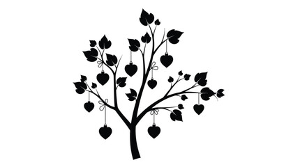 Delicate tree branch with heart shaped leaves a striking silhouette © MdGolam