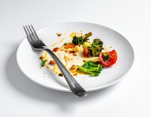 Leftover Food on Plate After Meal 