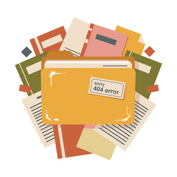 Error 404 File Folder with Documents and Papers.