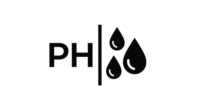 Ph level indicator with water droplets a bold black silhouette