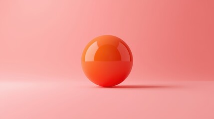 A single vibrant orange sphere resting on a smooth pink surface with subtle lighting