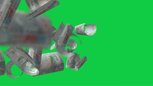 1 Kuwaiti dinar flying against a green background