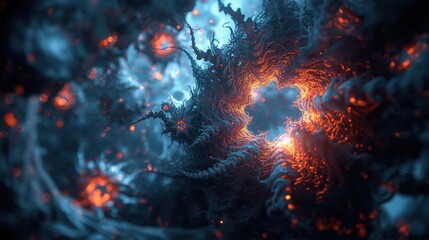 Fototapeta premium A mesmerizing abstract digital artwork showcasing a vibrant cosmic explosion with swirling colors