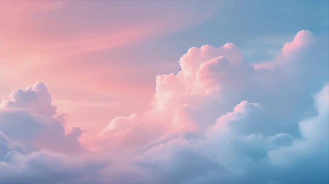 Soft pastel clouds at sunrise creating a peaceful and dreamy sky, evoking calm emotions, hope, and atmospheric beauty for inspirational or wellness visuals.