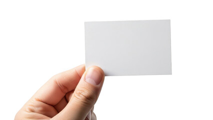 Hand holding blank card isolated on transparent background