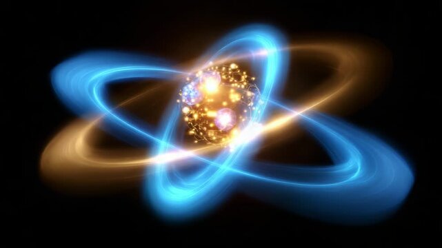 A Stunning Visualization of Atomic Structure Highlighting Electrons Orbiting Around a Vibrant Nucleus, Depicting Fundamental Concepts of Quantum Physics in a Beautifully Abstract Art Style