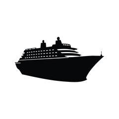 Obraz premium Elegant cruise ship silhouette vector illustration design, A sleek and elegant cruise ship silhouette vector illustration design, perfect for various applications
