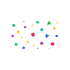Scattered colorful geometric shapes design on transparent background