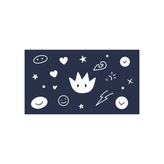 Doodle icons on a dark blue background art on transparent background