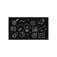 Doodle style business and startup elements on transparent background