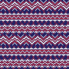 Red Navy Chevron Knitting seamless pattern design
