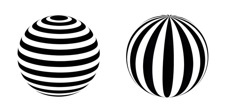 minimalist abstract 3d striped sphere globe grid vector illustration