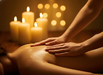 Relaxing Back Massage with Candles and Soft Lights for Wellness and Serenity