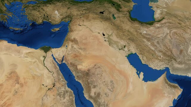 Satellite Zoom Animation From World Map To Najaf Iraq Location
