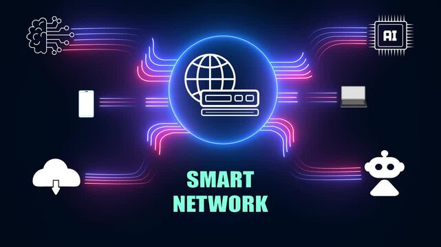 Modern smart networking visualization for iot marketing materials and tech gadget reviews, abstract global network infrastructure system