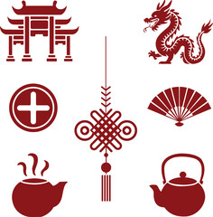 Chinese new year symbol set vector design