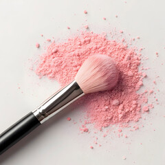 make up beauty and mineral powder concept brush