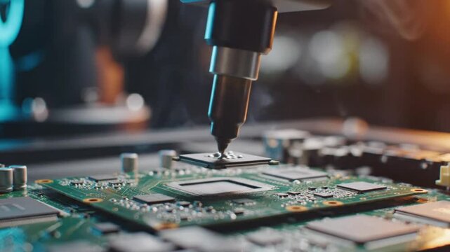 Automated Robot Soldering Electronic Circuit Boards Precision.
