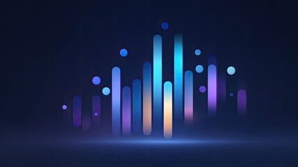 Vibrant Abstract Background with Colorful Vertical Bars and Circles, Ideal for Modern Designs and Digital Projects in Blue and Purple Tones