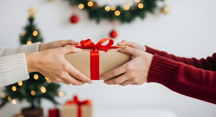 Passing a Wrapped Gift Box Between Hands with Festive Movement, Concept of Giving a Present and Holiday Celebration