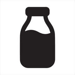 Minimalist Silhouette Milk Bottle Container Icon Isolated on White Background