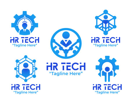 5 Human Resources Technology Logo Set Modern Minimalist HR Tech Collection