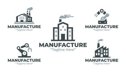 Fototapeta premium 5 Manufacture Logo Set Modern Minimalist Industrial Production Collection