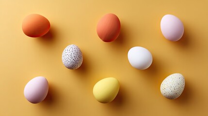 Colorful Easter Eggs on Vibrant Yellow Background, Perfect for Spring Celebrations and Festive Decoration Ideas for the Holiday Season