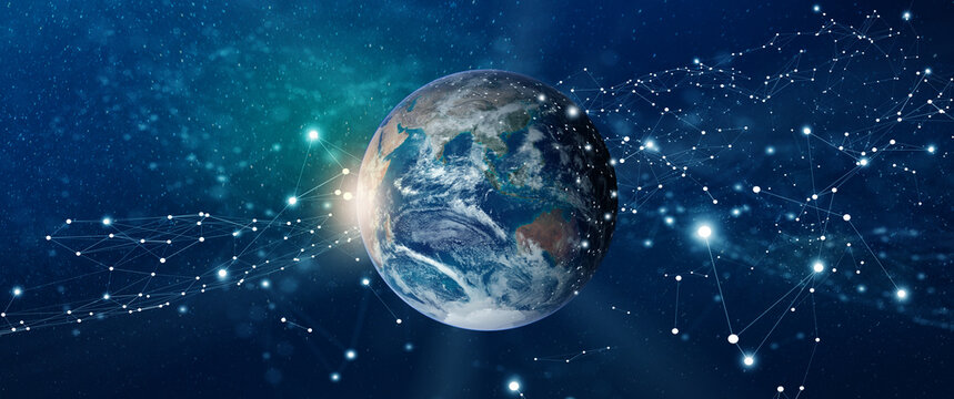 Global Business and Network connection concept. Elements furnished by NASA. 3D Rendering.
