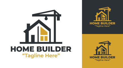Fototapeta premium Home Builder Logo Modern Minimalist Residential Construction Identity.
