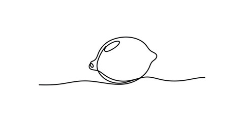 Obraz premium Minimalist one continuous line drawing of a fresh lemon fruit illustration