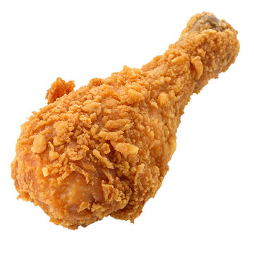 Crispy fried chicken drumstick isolated on transparent background