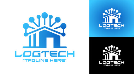 Fototapeta premium Logistics Technology Company Logo Modern Digital Transport Identity