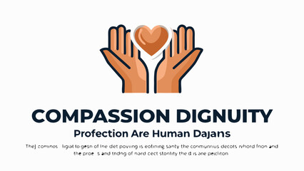 Fototapeta premium Human hands protecting a glowing heart symbol on white background with black text