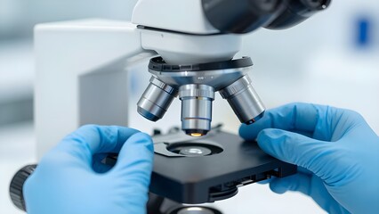 Microscope in laboratory