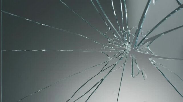 Shattered glass with cracked fragments and broken shards.