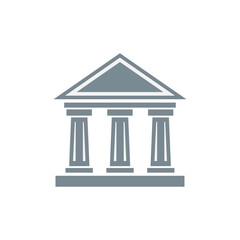 Fototapeta premium Flat Classical Building Icon with Columns for Bank or Museum