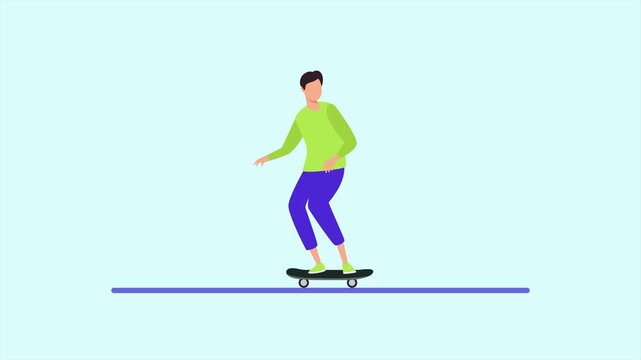 Animated video of goal skateboarding sport. Sport concept. Full length animation illustration. High quality&nbsp;4k&nbsp;footage