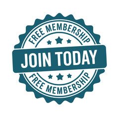 Obraz premium A teal and white badge announces free membership and encourages immediate joining
