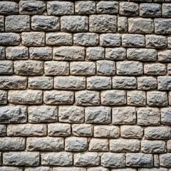 Fototapeta premium Natural weathered gray stonework forming a robust background texture. Ancient masonry wall pattern with rough, uneven joints, solid, block, background