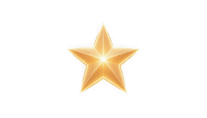 Obraz premium Glowing golden five pointed star illustration featuring sparkling light effects and dimensional facets on transparent background
