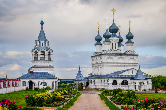 Grey domes of the Resurrection Monastery of Murom, Vladimir region of Russia
