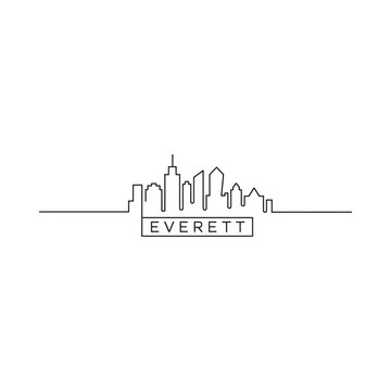 Minimalist line art depicts the everett skyline and city name below